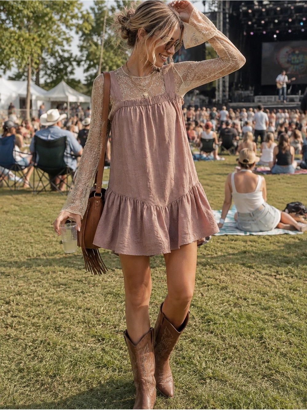 Free People Sleeveless oversized babydoll cotton/linen blend dress-XS
